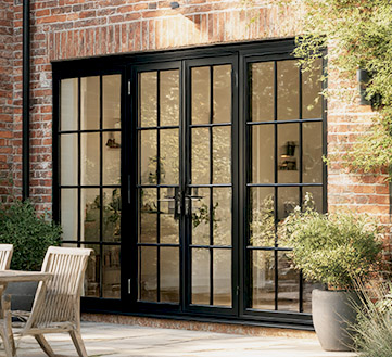 Heritage Collection steel-look aluminium door with grid pattern